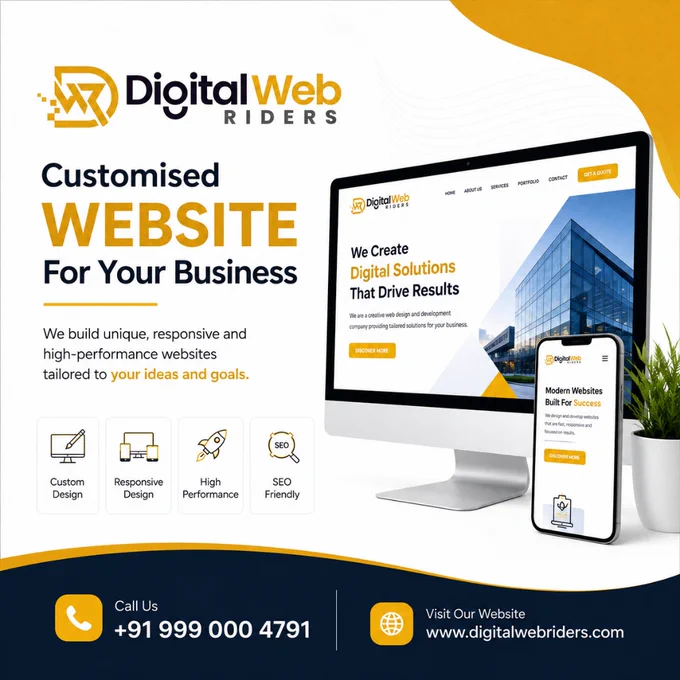 𝐘𝐨𝐮𝐫 𝐛𝐮𝐬𝐢𝐧𝐞𝐬𝐬 𝐝𝐞𝐬𝐞𝐫𝐯𝐞𝐬 𝐦𝐨𝐫𝐞 𝐭𝐡𝐚𝐧 𝐣𝐮𝐬𝐭 𝐚 𝐰𝐞𝐛𝐬𝐢𝐭𝐞 𝐢𝐭 𝐝𝐞𝐬𝐞𝐫𝐯𝐞𝐬 𝐚 𝐝𝐢𝐠𝐢𝐭𝐚𝐥 𝐢𝐝𝐞𝐧𝐭𝐢𝐭𝐲 𝐭𝐡𝐚𝐭 𝐬𝐭𝐚𝐧𝐝𝐬 𝐨𝐮𝐭.

At 𝐃𝐢𝐠𝐢𝐭𝐚𝐥 𝐖𝐞𝐛 𝐑𝐢𝐝𝐞𝐫𝐬, we create customised websites designed around your business goals, brand style, and customer needs. From modern layouts to responsive performance, every website is built to help your business grow online.

➡️ Custom Website Design
➡️ Mobile-Friendly & Responsive
➡️ Fast Loading Performance
➡️ SEO-Friendly Structure

🌐 www.digitalwebriders.com
📞  91 999 000 4791



#CustomWebsite #WebsiteDesign #WebDevelopment #ResponsiveDesign #BusinessWebsite #SEOFriendly #DigitalSolutions #WebsiteExperts #CustomWebDesign #ModernWebsite #DigitalWebRiders #UIUXDesign #EcommerceWebsite #ProfessionalWebsite #WebsiteServices #CreativeDesign #GrowYourBusiness #OnlinePresence #WebsiteDevelopment #WebAgency