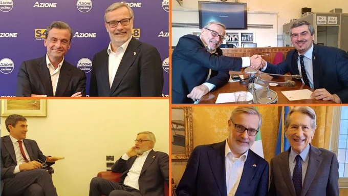 Pictured a few of these meetings: from top left clockwise: Carlo Calenda (Senator and leader of Azione), Paolo Formentini (MP and Vice President of the Foreign Affairs Committee), Nicola Fratoianni (MP and leader of Sinistra Italiana), and Giulio Terzi di Sant'Agata (Senator and Chair of the Senate EU Affairs Committee).
