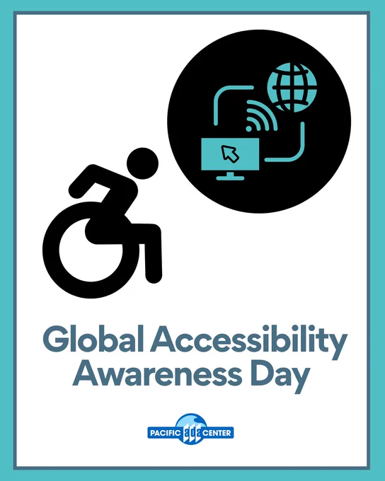 Graphic showing a person in a wheelchair next to icons of a computer and globe symbolizing global digital accessibility.
