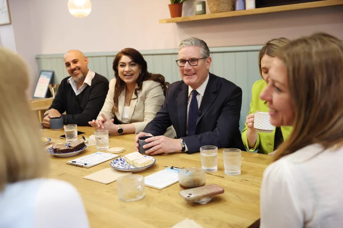 Keir Starmer visits Home Cafe & Kitchen in Harrow.