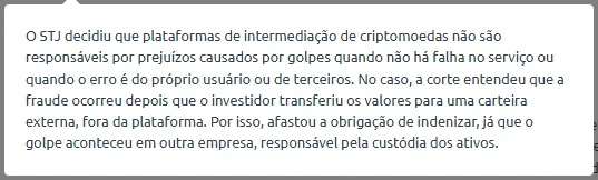 STJ exclui culpa de CEX e nega indenização a investidor.