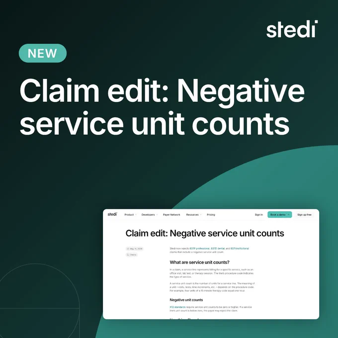 Claim edit: Negative service unit counts
