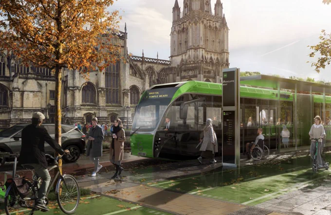 An artist's impression of a mass transit option in the West of England.