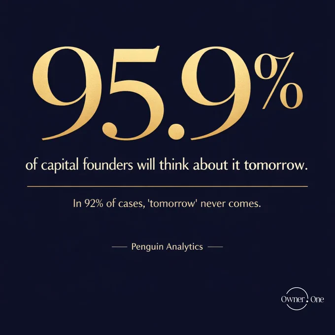 95.9% of capital founders exhibit the Scarlett O'Hara syndrome. "I'll think about it tomorrow."
Penguin Analytics found it consistently across 18 countries, in families with $5M to $120M in capital.

95.9% of capital founders exhibit what the research calls "Scarlett O'Hara syndrome": the deliberate, repeated postponement of transfer preparation because it feels uncomfortable today — and survivable tomorrow.

This is not negligence. It is a predictable psychological response to a task that is emotionally heavy, logistically complex, and seemingly non-urgent.