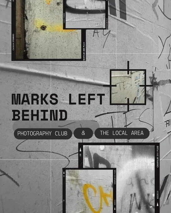 Collage of urban graffiti and scribbles on a wall, highlighting local artistic expressions. The theme is gritty and raw, focusing on marks left by past visitors.