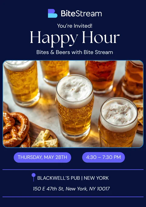 Bite Stream - Happy Hour - You're invited! Bites &amp; Beer with Bite Stream on Thursday, May 28th, 4:30 - 7:30 PM. At Blackwell's Pub in New York, 150 E 47th St, New York, NY 10017