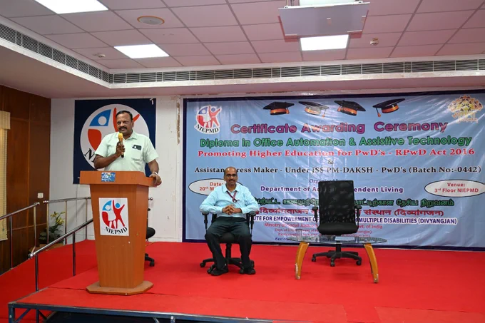 The Parents of Persons with Multiple Disabilities expressed their gratitude to NIEPMD (D) for making achieving their children on the occasion of 'DOAAT Certificate Distribution Ceremony' for the year 2026 at NIEPMD (D), Chennai, on 20th May 2026.