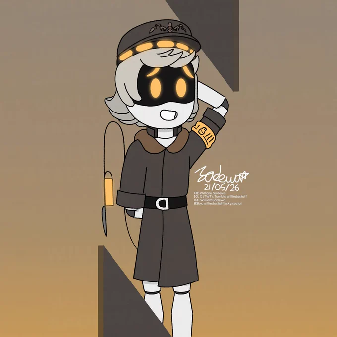 N nervously look at you in yellow and grayish brown gradient background with N shaped dark gray.