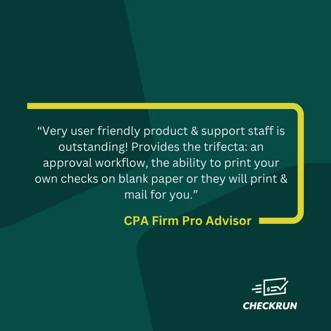 Not all check solutions are created equal.

Some help you print checks.
Others actually streamline your entire payment process.

If your current platform feels like extra work, it probably is. 

Let Checkrun be your trifecta💚 https://bit.ly/4uQf59m