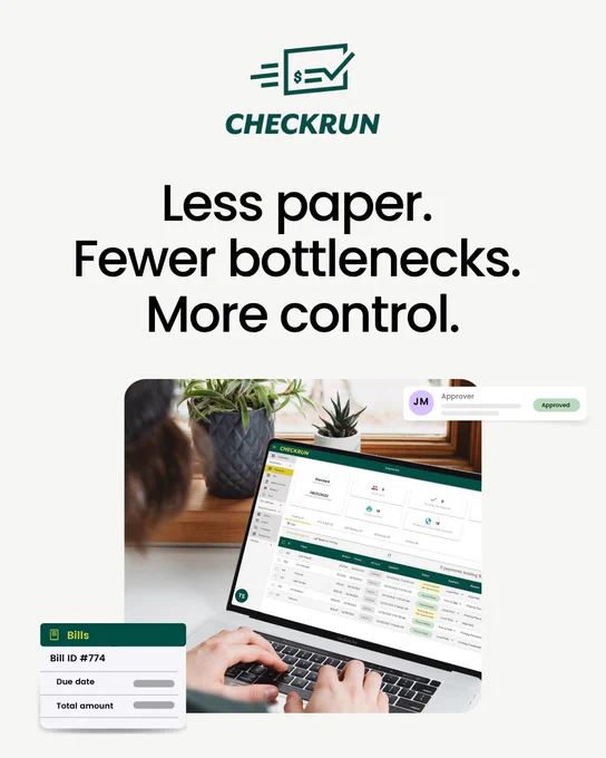 Using QuickBooks Online but still handling checks manually?

From payment approvals to remote check printing, Checkrun helps reduce repetitive AP tasks so your team can move faster and stay organized.

Get started today: https://bit.ly/4tTpjF1