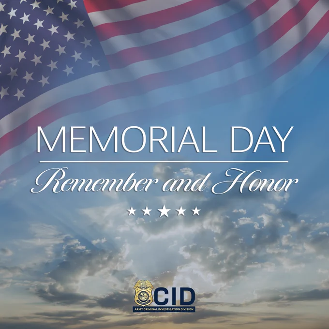 Pictured: Sky with American Flag, Memorial Day-Remember and Honor.