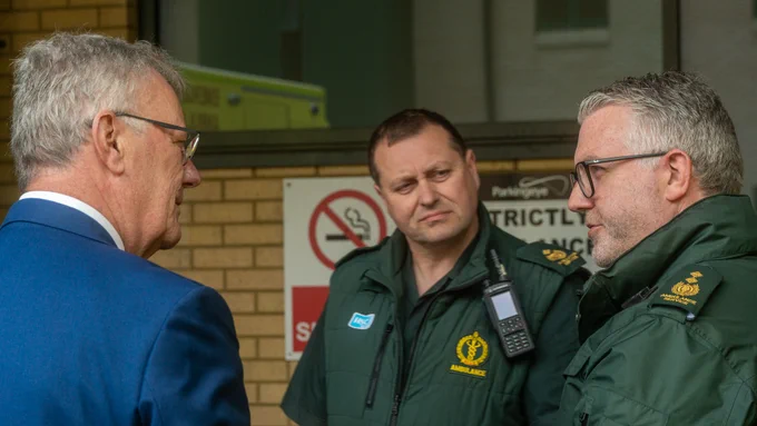 Pictured L-R: Health Minister Mike Nesbitt, NIAS Northern Division Area Manager James Girvan and NIAS Director of Operations Neil Sinclair.