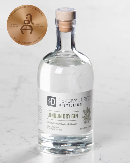 Percival Creek's London Dry Gin with a bronze medal from ADI