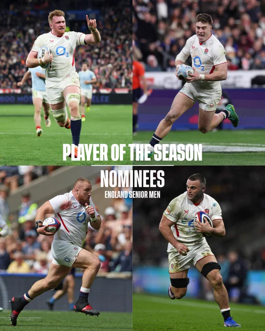 England Senior Men's player of the season nominees: Ollie Chessum, Tommy Freeman, Joe Heyes and Ben Earl.