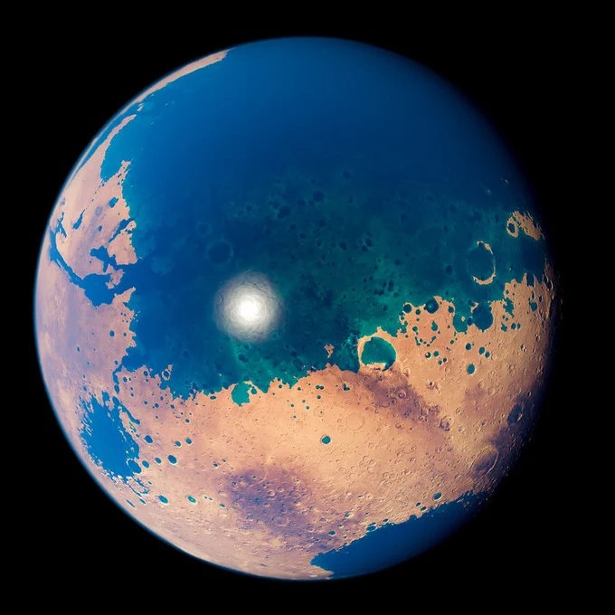  "Mars with Oceans" by Kevin Gill is licensed under CC BY 2.0