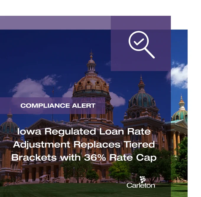 Compliance Alert: Iowa Regulated Loan Rate Adjustment Replaces Tiered Brackets with 36% Rate Cap