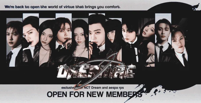 RULES

> be active
> NCT DREAM (OT7) & aespa
> roleplayers only
> no cepu, no war, no mukdu

HOW TO JOIN

> retweet
> reply with your name   username
> tag your 5 aespa / dream moots