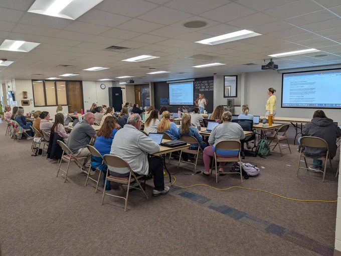 Curriculum writing teams working at McKinley on Wednesday.