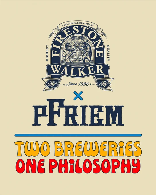 Logos of Firestone Walker Brewing Company and pFriem Family Brewers, with the text "Two Breweries One Philosophy."
