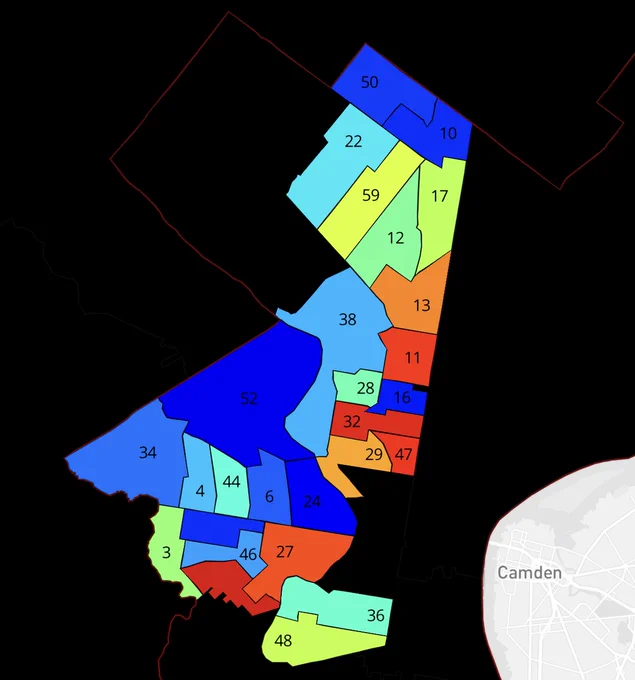 Map of PA-03 including only majority-minority wards