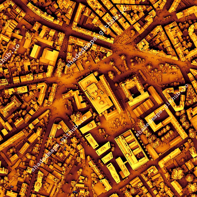 A fragment from the shaded map of Limoges, France.