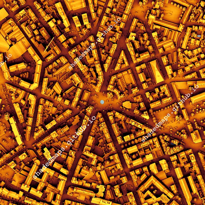 A fragment from the shaded map of Limoges, France.
