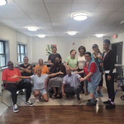 Pasciucco residents with instructor Michelle Turner-Young and TRC Lesses Cardoso after their last SoulFire Movement class.