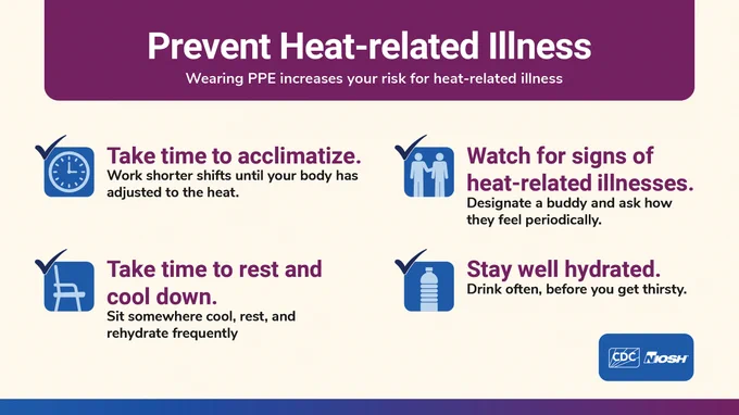 poster with steps to prevent heat-related illness