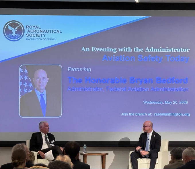 FAA Administrator Bryan Bedford participates in a discussion about the National Airspace System at the Royal Aeronautical Society.