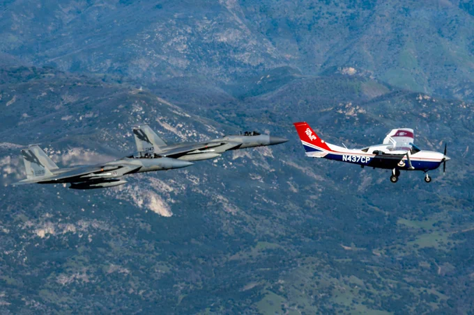 NORAD F-15s intercept a track of interest during an exercise