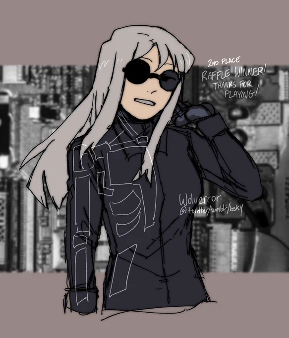 An OC with sunglasses and a mechanical frame.