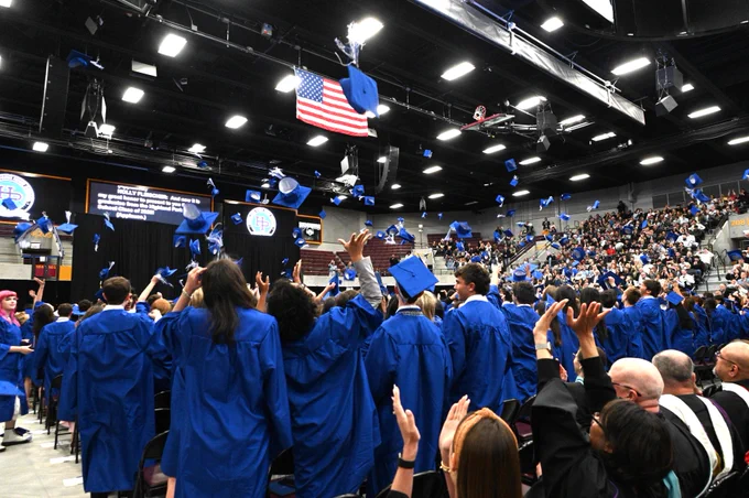 Students throwing their caps