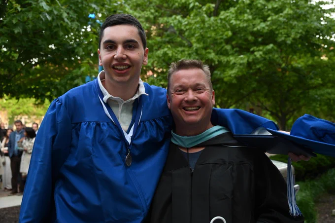 A staff member and a student