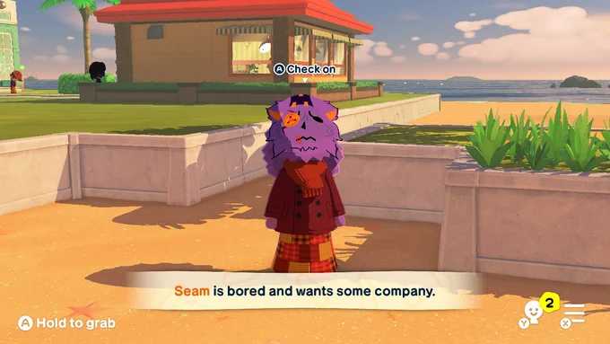 Shawm stands on a beach.
Text: Shawm is bored and wants some company.