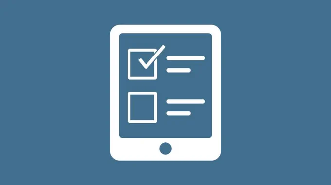 Tablet screen displaying a checklist with one item checked and another unchecked on a blue background.