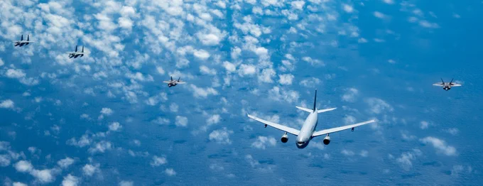 KC-30A ADF, F-22 USAF, F-35A USAF, F-15 JASDF