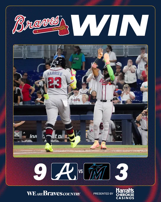 Final: Braves 9, Marlins 3.