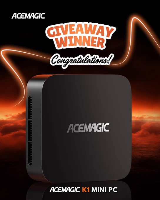 🏆 Congrats to our Mother’s Day Giveaway winner! 💐💻
𝗠𝗲𝗿𝗰𝗲𝗱𝗲𝘀 𝗖., You’ve just unlocked the ACEMAGIC K1 #MiniPC — compact, powerful, and ready to impress 🚀🔥

📧 We’ve sent you an email — check your inbox!

✨ Over 14,000 entries joined this celebration 😮🙌🙌 — Thank you to everyone who honored moms with us ❤️✨
Stay tuned for more fun giveaways 🎊

#ACEMAGICK1 #MothersDayGiveaway #ACEMAGICPC #TechGiveaway #GiveawayWinner #ACEMAGICMiniPC #WinnerAnnouncement #ACEMAGICGiveaway