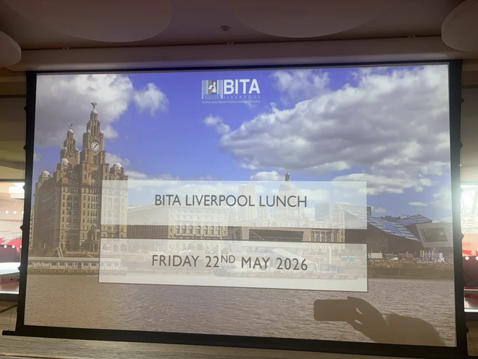 Big screen saying BIta event