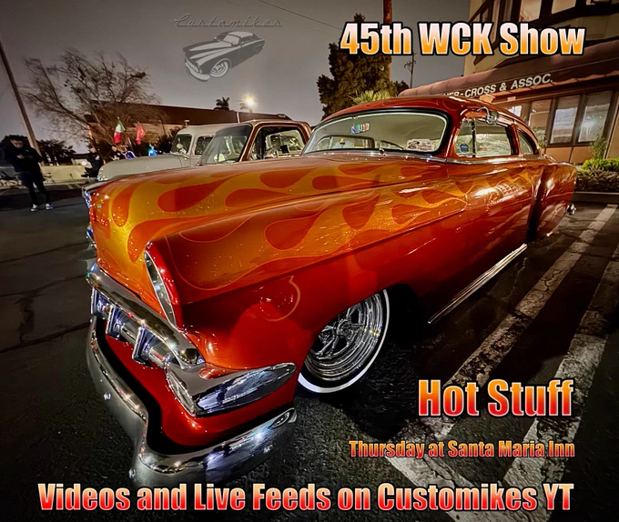 Hot Stuff at the 45th West Coast Kustoms Cruisin Nationals starting at The Historic Santa Maria Inn!
Thursday night coverage has begun 😃 
All WCK videos (Old and New) will be loaded here: https://www.youtube.com/playlist?list=PLXfSmiZ6QsRZhnQ-TEv54hTd6PV196tfj
K. Mikael Wallin
Customikes
Kustomikes
Customikes Select,... 😉
#kustomkulturewithoutborders #westcoastkustoms