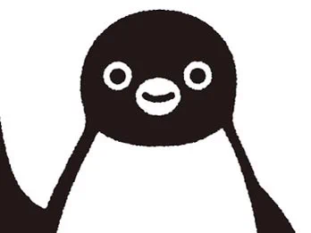 Suicaのペンギンのイラスト。黒目が小さく目は正円で、クチバシは楕円形。