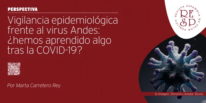 Representación virtual microscópica en 3 dimensiones de una colonia de hantavirus (copyright: ShiroOni-Adobe Stock). Perspectiva "Vigilancia epidemiológica frente al virus Andes: ¿hemos aprendido algo tras la COVID-19?". Revista Española de Salud Pública, Ministerio de Sanidad (Gobierno de España).