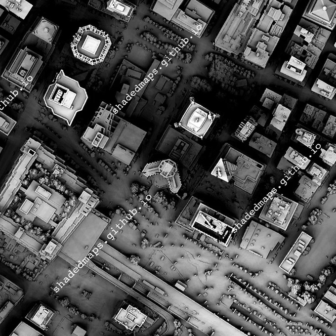 A fragment from the shaded map of Montreal, Canada.