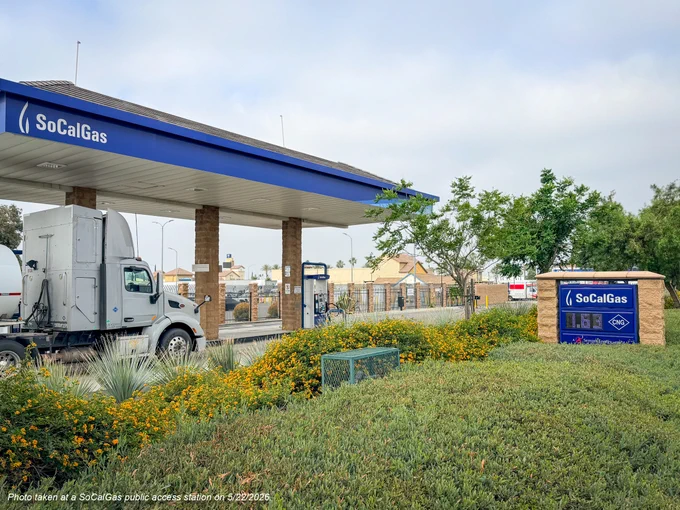 Picture of SoCalGas fueling station with truck. 