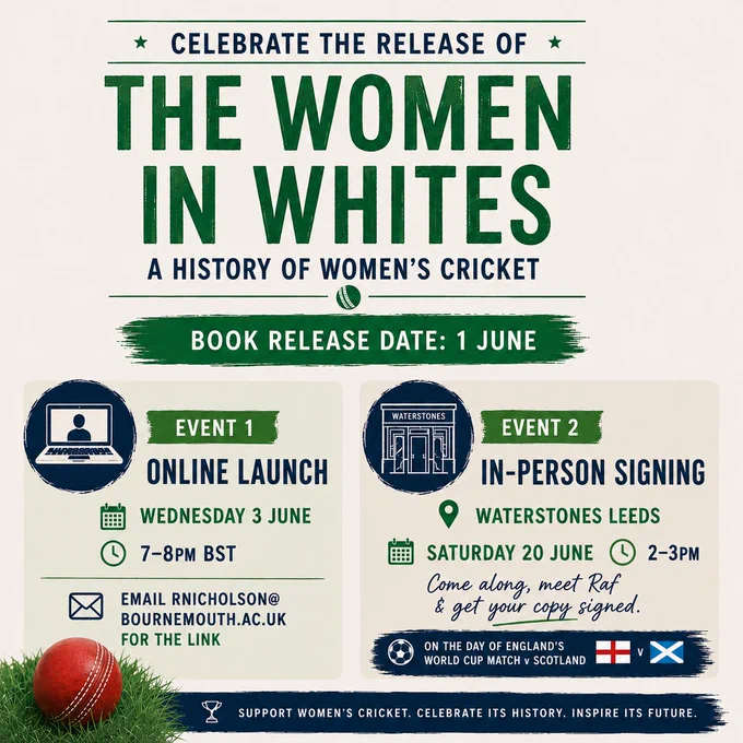 Celebrate the release of The Women in Whites: A History of Women's Cricket.