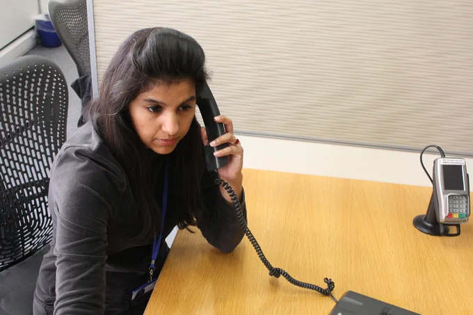 A woman on the phone