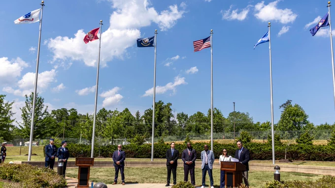 During the ceremony, SA John E. Loges Jr., Special Agent/SGM, Secretary of War Protection Detail, EPD read the memorial dedication to the fallen service members and law enforcement personnel.