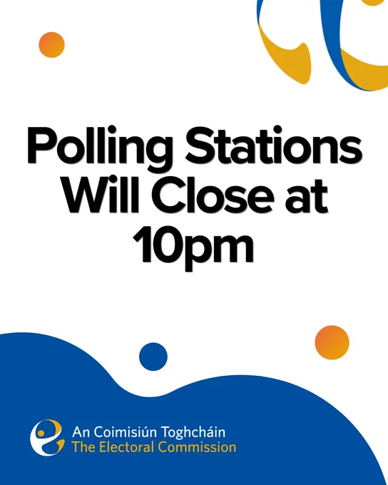 Polling stations will close at 10pm
