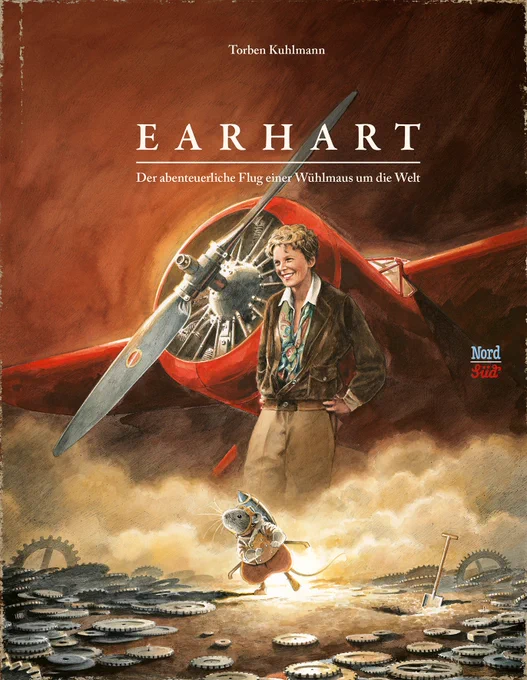 Titelbild des Buches – enthält viel Bilder, aber auch coolen Text – »Earhart« von Torben Kuhlmann.