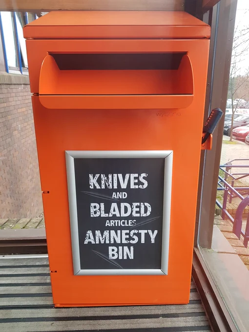 Image of a Thames Valley Police knife amnesty bin